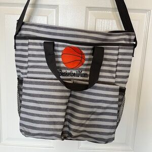 Thirty One crossbody organizing tote with Basketball mom personalization.